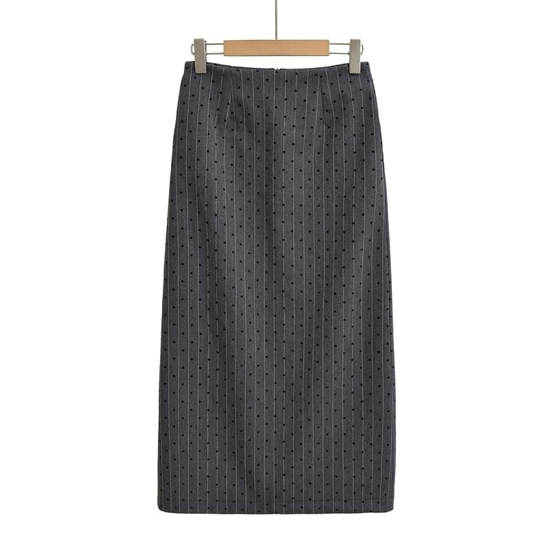 Polka Dot Midi A-Line Skirt with High Waist