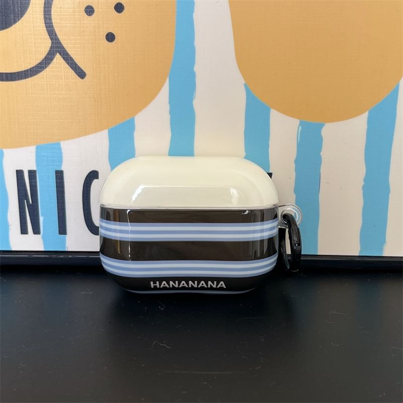 Striped AirPods / Pro Earphone Case Skin / Heart Strap Charm / Set