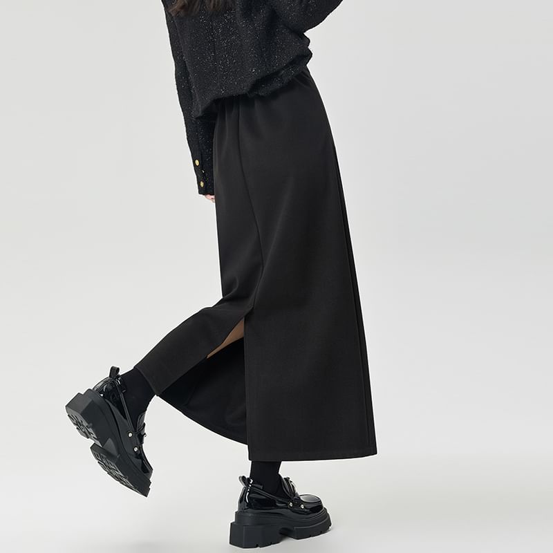 Maxi A-Line Skirt with High Waist in Plain Style