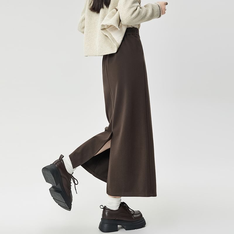 Maxi A-Line Skirt with High Waist in Plain Style