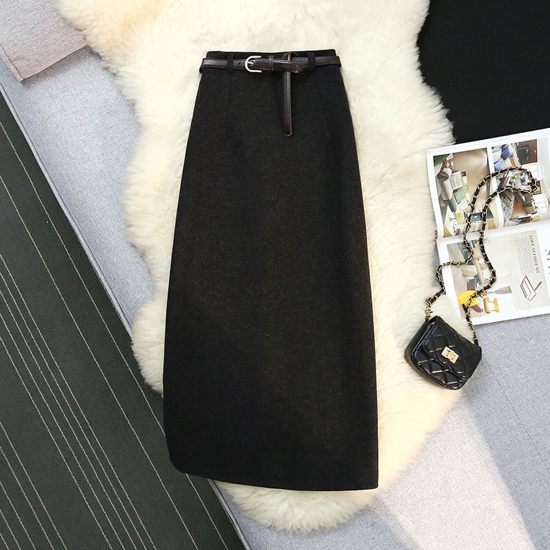 Tailored Straight Midi Skirt - High Waist