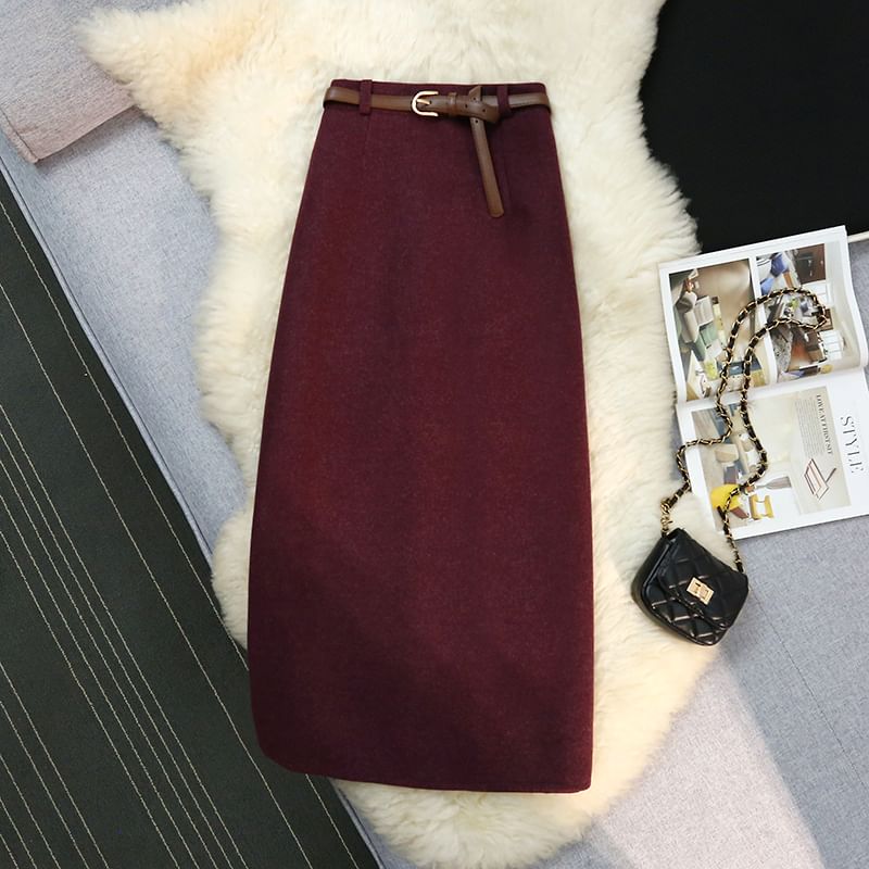 Tailored Straight Midi Skirt - High Waist