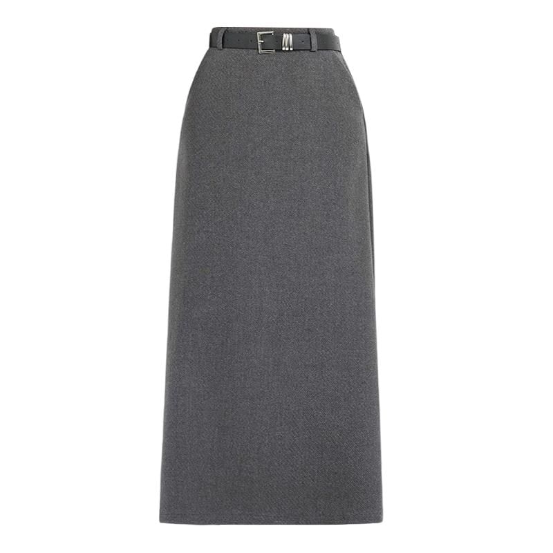 Maxi H-Line Skirt with High Waist and Plain Design