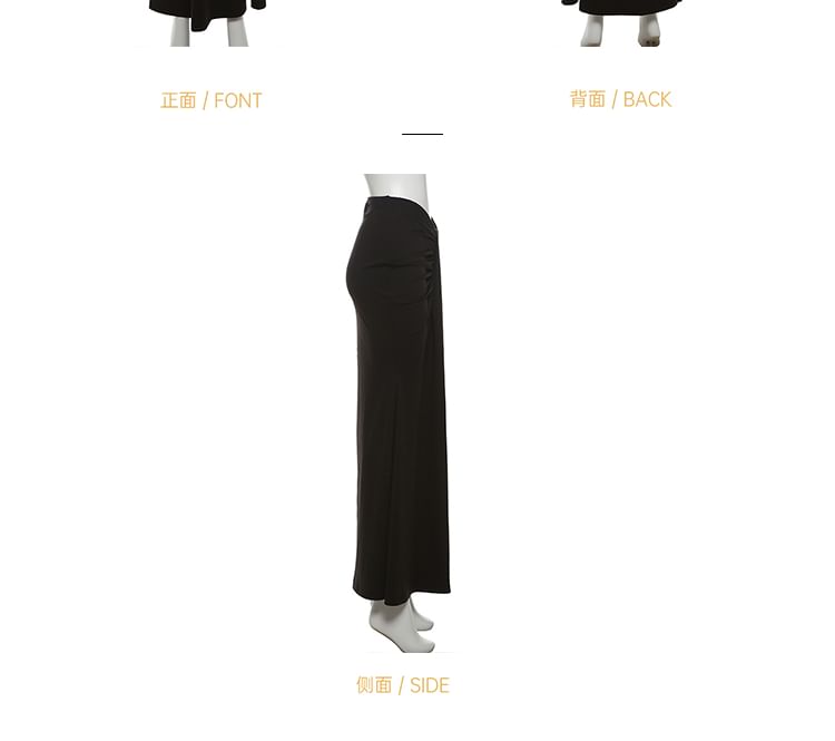 Mock Neck Lace Panel Top and Ruched Maxi Skirt Set