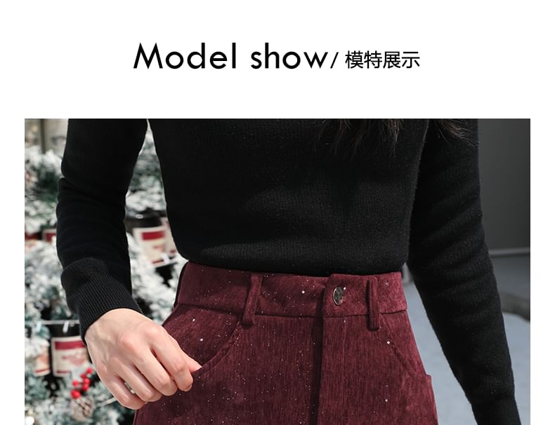 Shimmer Corduroy Mini Pencil Skirt - High Waist