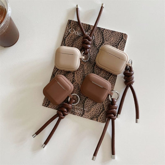 Plain Faux Leather Strap AirPods / Pro Earphone Case Skin