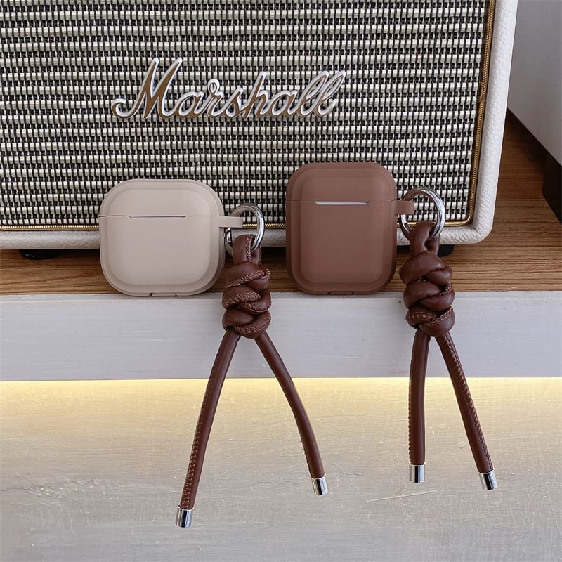 Plain Faux Leather Strap AirPods / Pro Earphone Case Skin