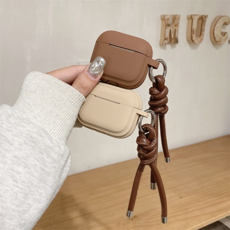 Plain Faux Leather Strap AirPods / Pro Earphone Case Skin