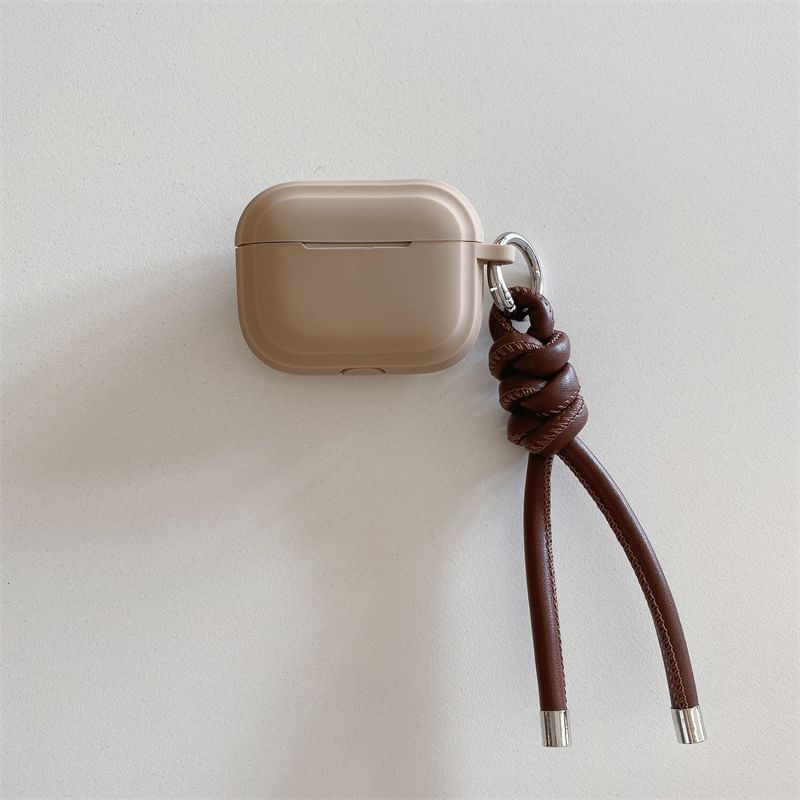 Plain Faux Leather Strap AirPods / Pro Earphone Case Skin