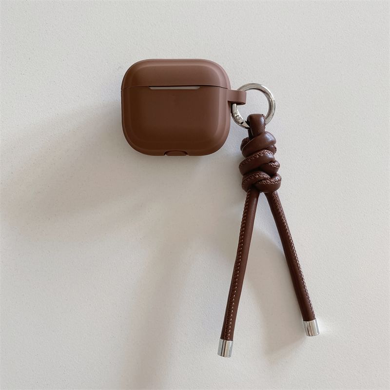 Plain Faux Leather Strap AirPods / Pro Earphone Case Skin