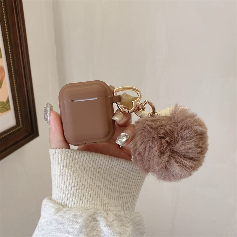 Plain Faux Fur Charm AirPods / Pro Earphone Case Skin