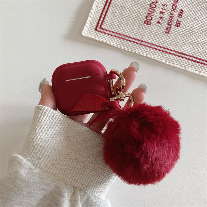 Plain Faux Fur Charm AirPods / Pro Earphone Case Skin
