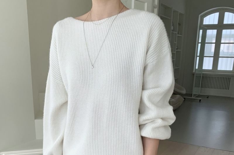 Round Neck Oversized Sweater and Midi A-Line Skirt Set