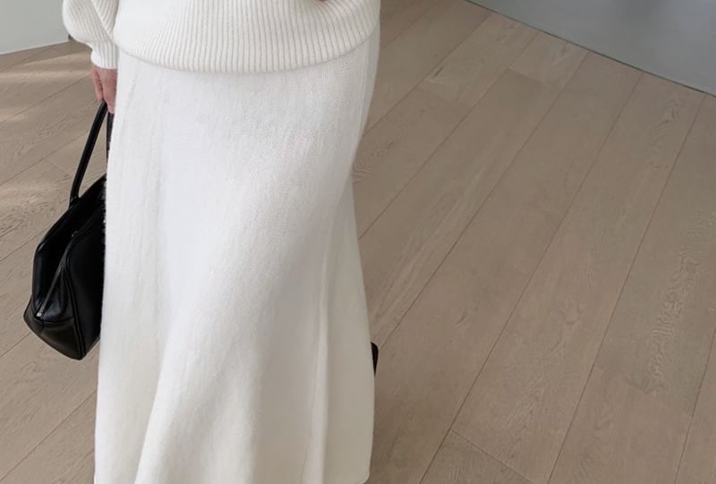 Round Neck Oversized Sweater and Midi A-Line Skirt Set