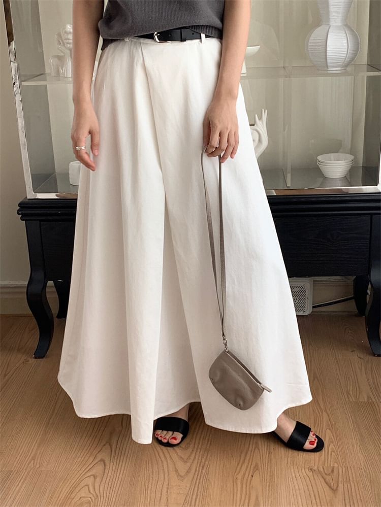 High Rise Maxi A-Line Skirt in Plain Fabric