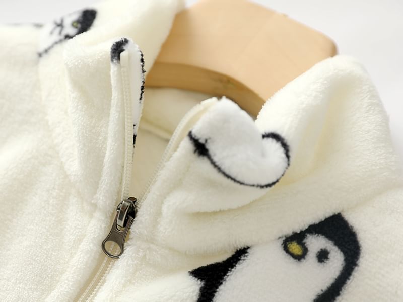 Couple Matching Pajama Set: Long-Sleeve Penguin Print Top + Pants (Various Designs)