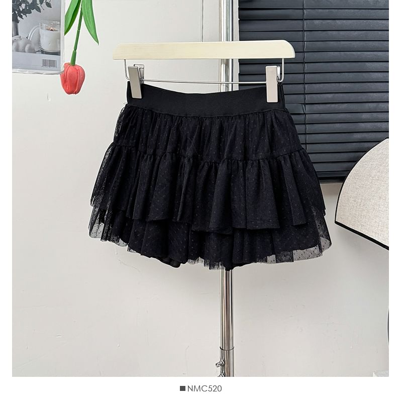 Layered Mesh Mini Skirt