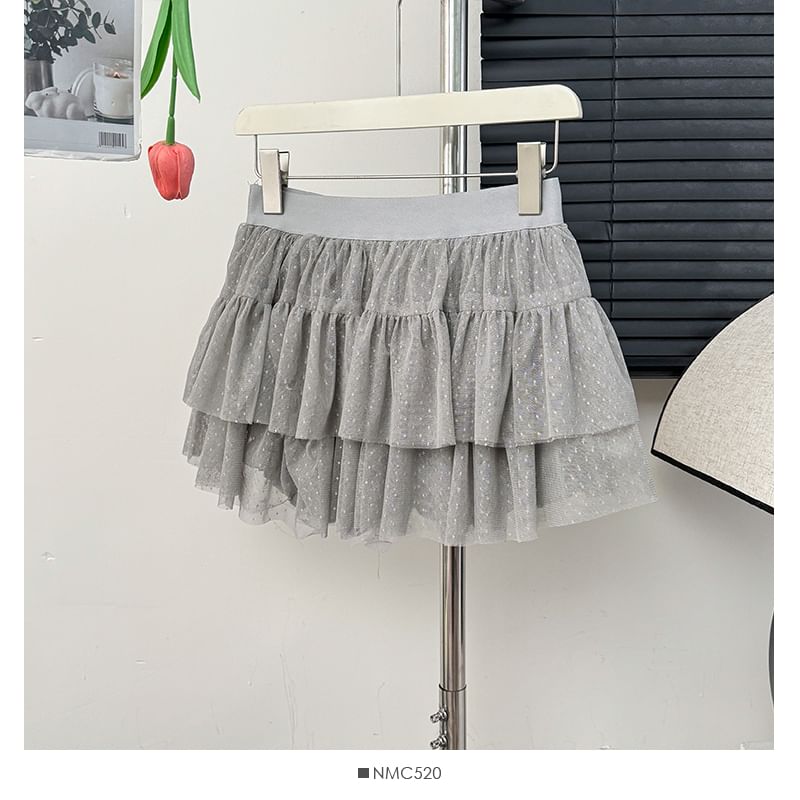 Layered Mesh Mini Skirt