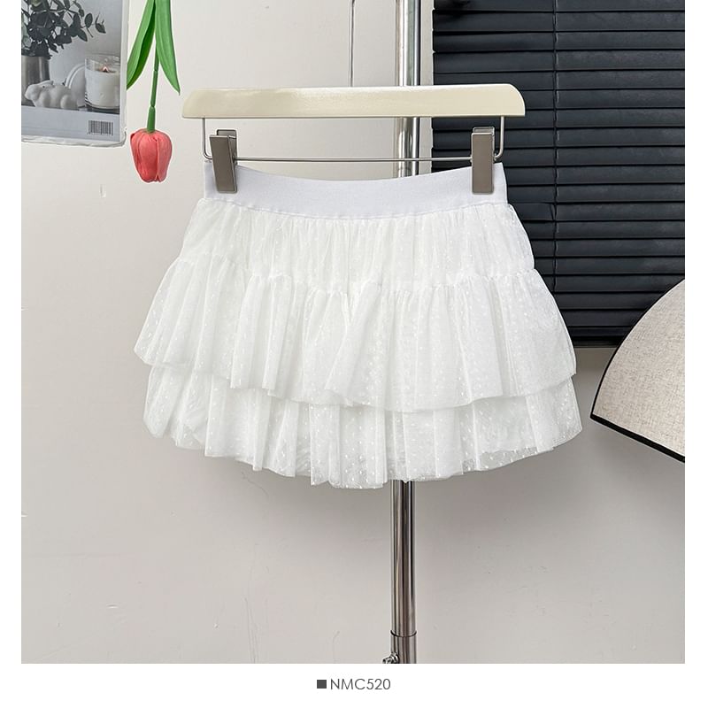 Layered Mesh Mini Skirt