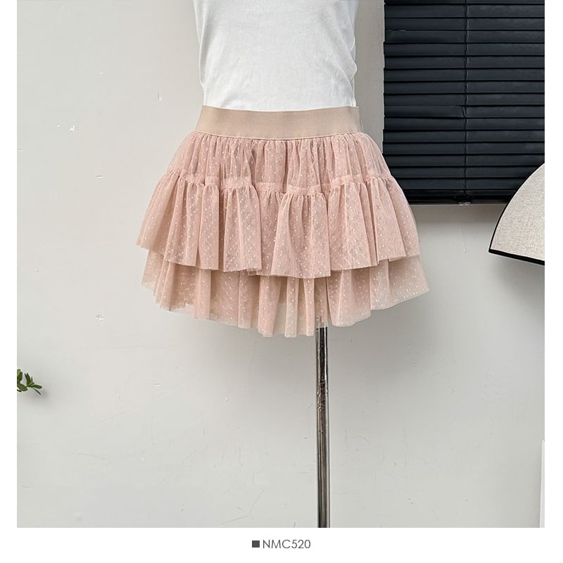 Layered Mesh Mini Skirt