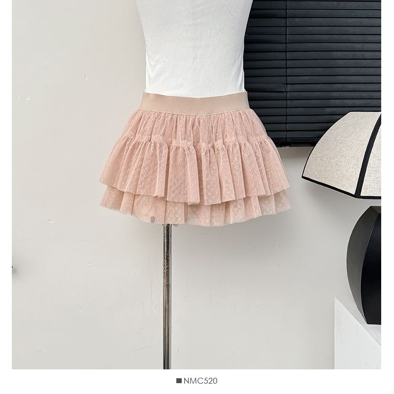Layered Mesh Mini Skirt