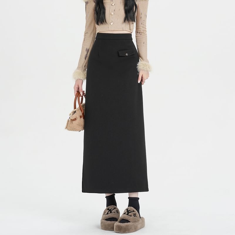 Sleek Midi H-Line Skirt with High Rise