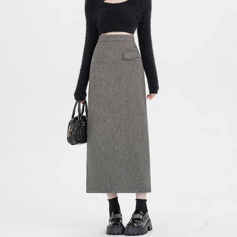 Sleek Midi H-Line Skirt with High Rise