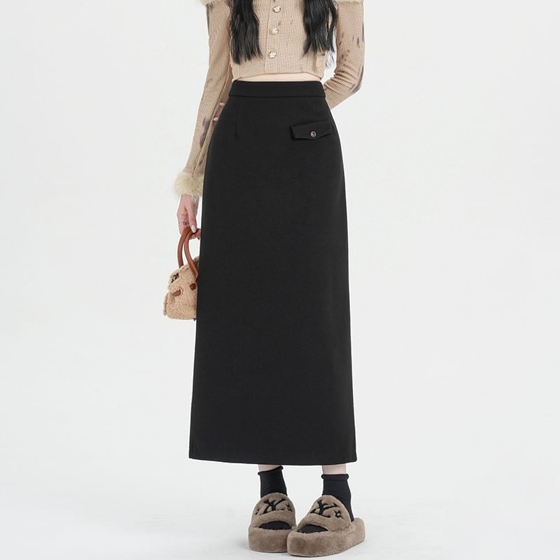 Sleek Midi H-Line Skirt with High Rise