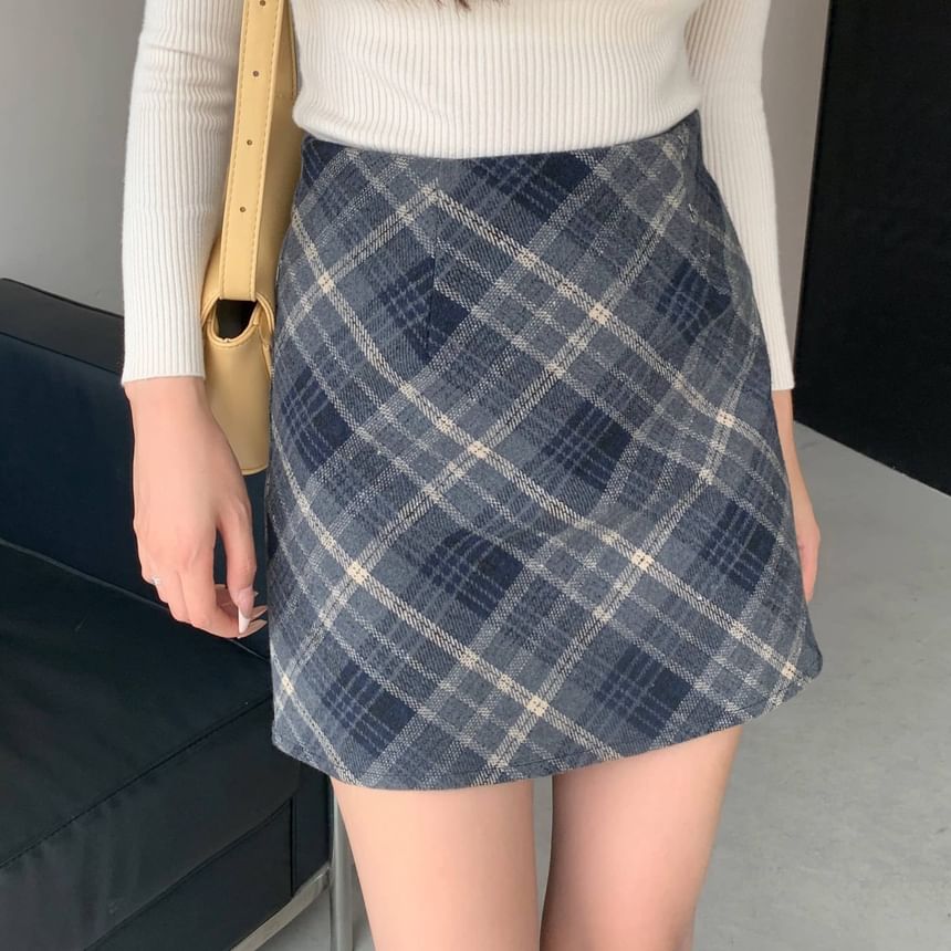 Plaid Mini Skirt - High Rise