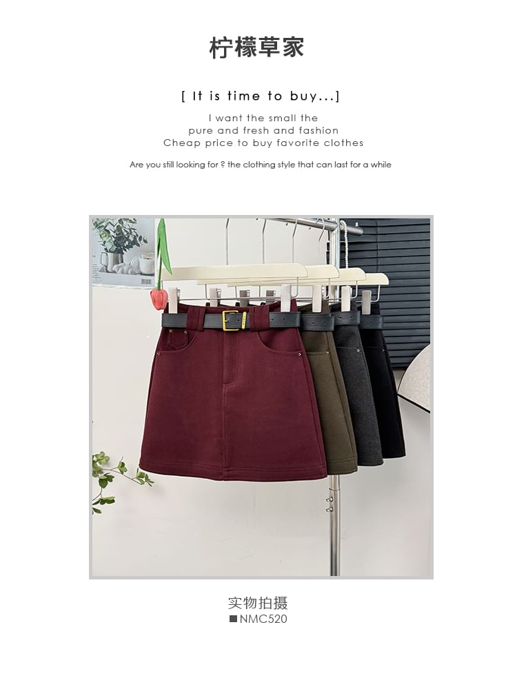 Cozy Wool Mini Skirt with High Rise