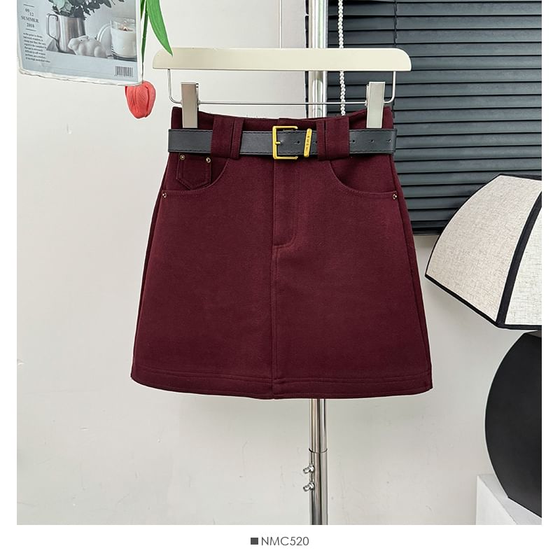 Cozy Wool Mini Skirt with High Rise