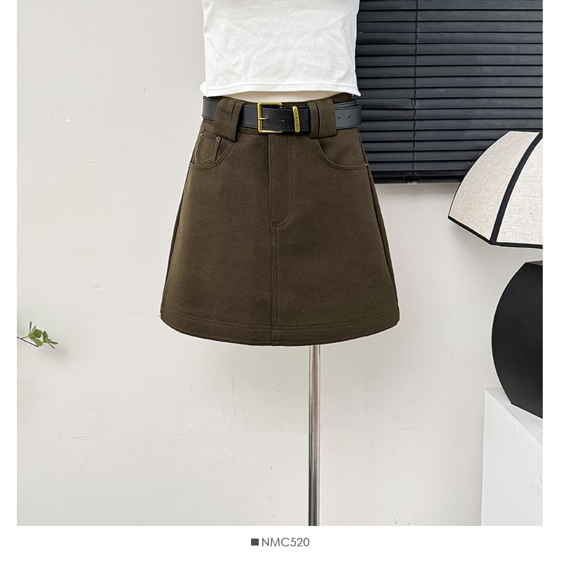 Cozy Wool Mini Skirt with High Rise