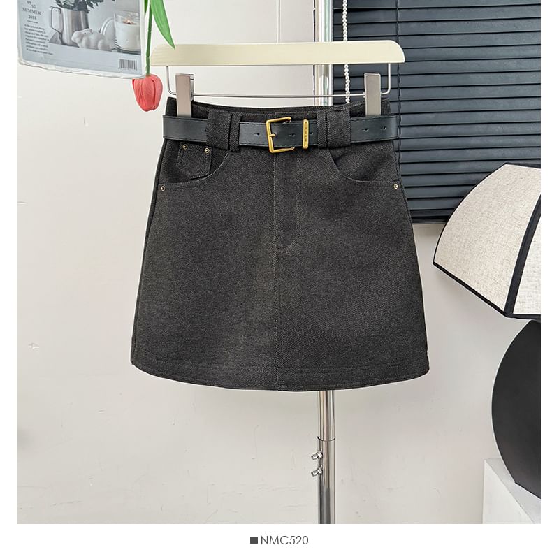 Cozy Wool Mini Skirt with High Rise
