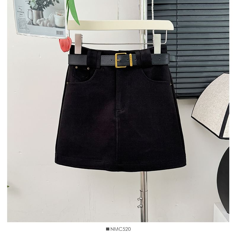 Cozy Wool Mini Skirt with High Rise