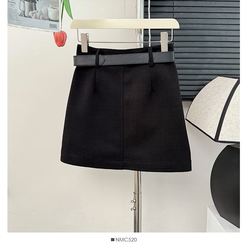 Cozy Wool Mini Skirt with High Rise