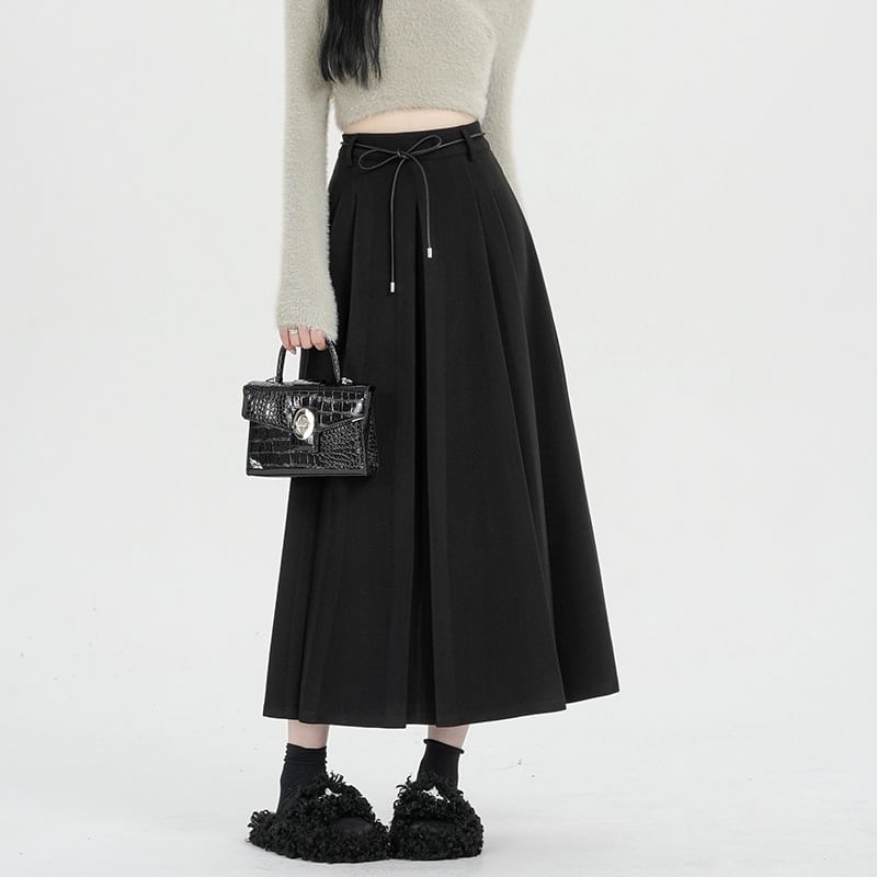 Smooth A-Line Midi Skirt - High Waist