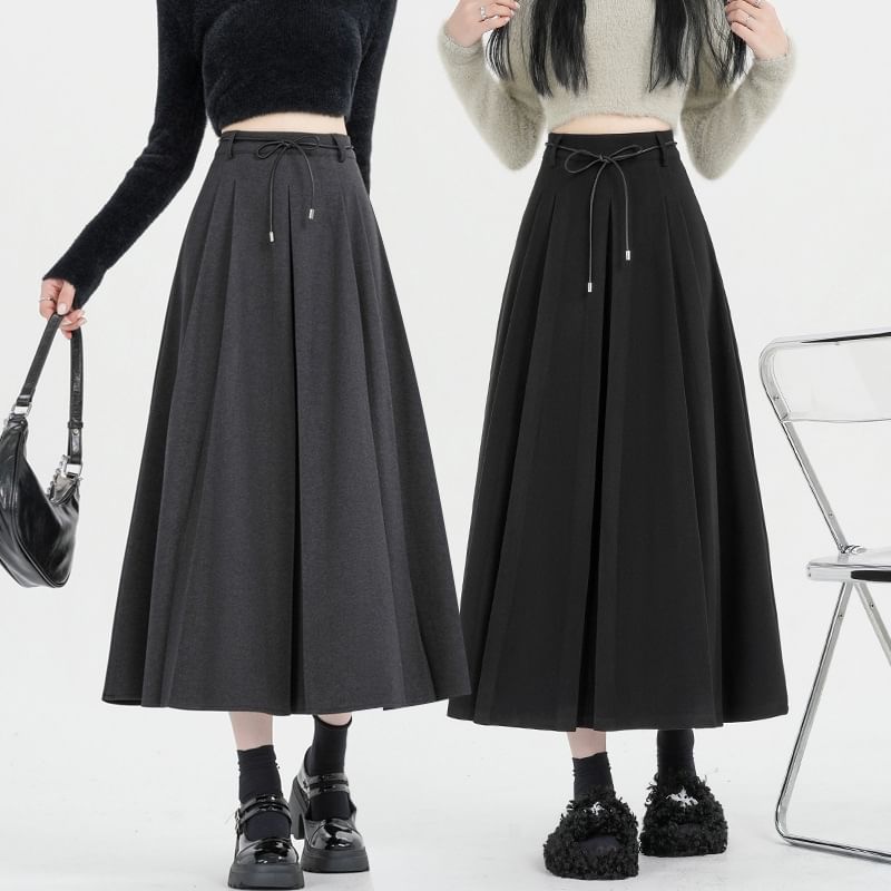 Smooth A-Line Midi Skirt - High Waist