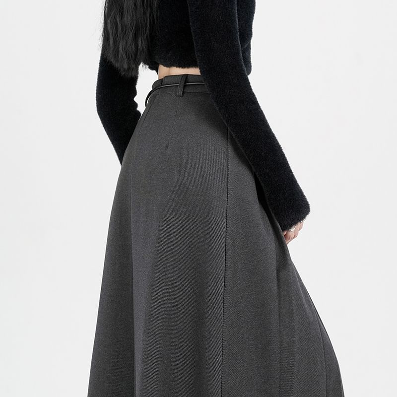 Smooth A-Line Midi Skirt - High Waist