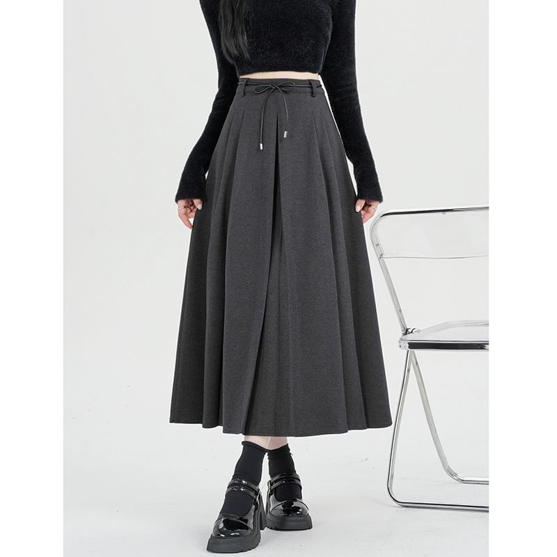 Smooth A-Line Midi Skirt - High Waist