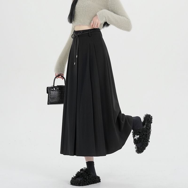 Smooth A-Line Midi Skirt - High Waist
