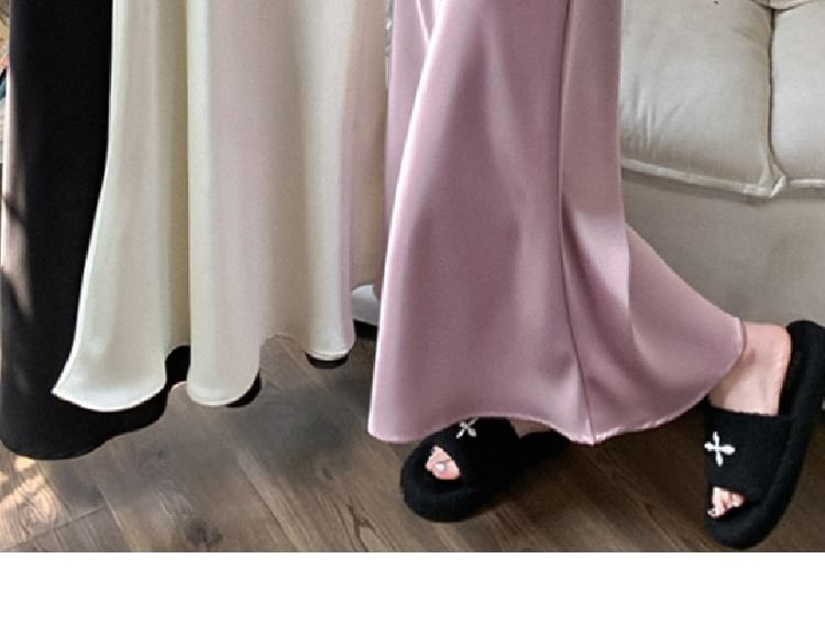 Satin High-Waist Midi Skirt with Smooth Finish