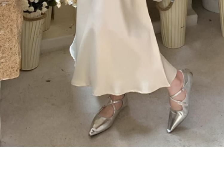 Satin High-Waist Midi Skirt with Smooth Finish