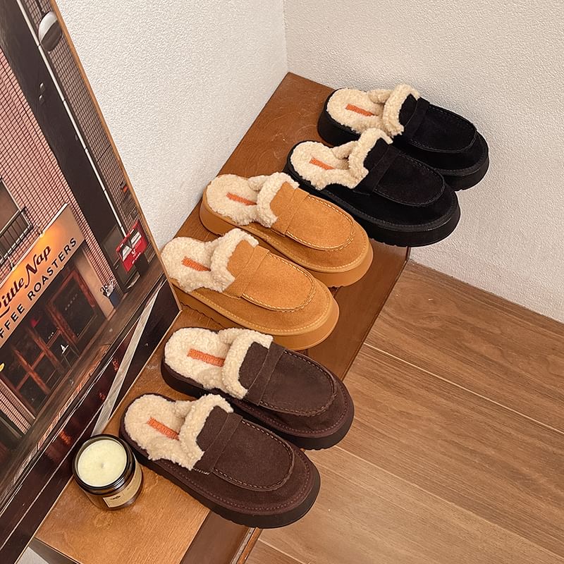 Fleece-Lined Platform Mules