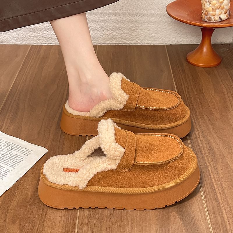 Fleece-Lined Platform Mules