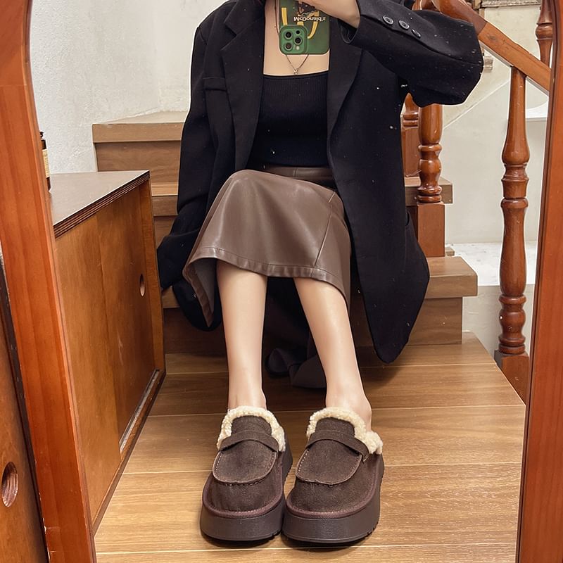 Fleece-Lined Platform Mules