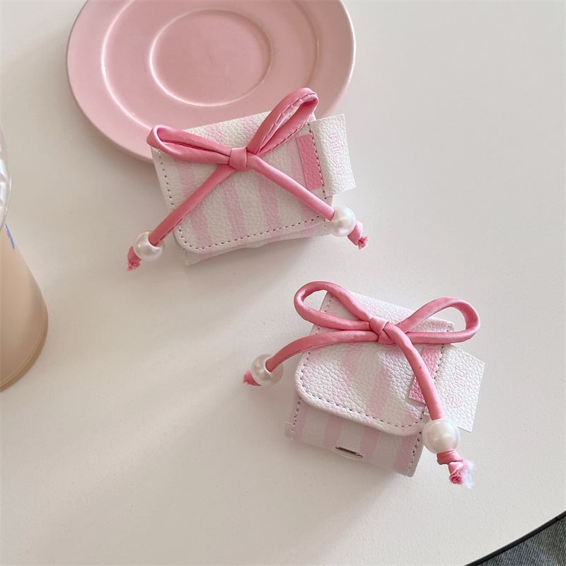 Bow Striped AirPods / Pro Earphone Case Skin / Strap / Set