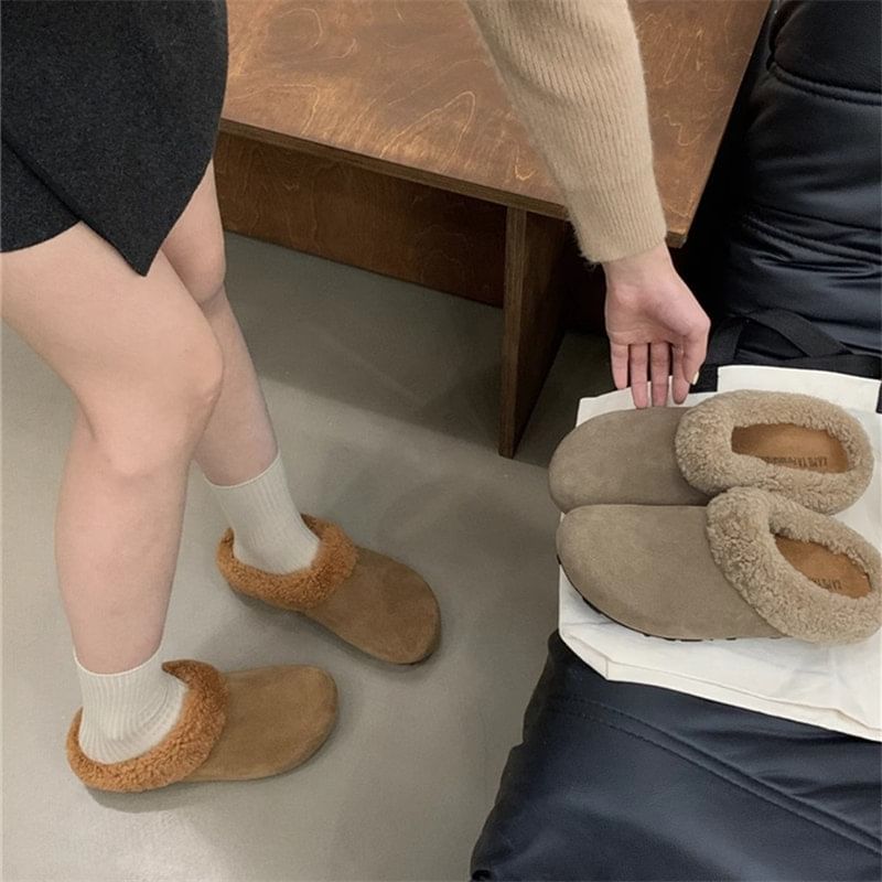 Fleece Trim Mules