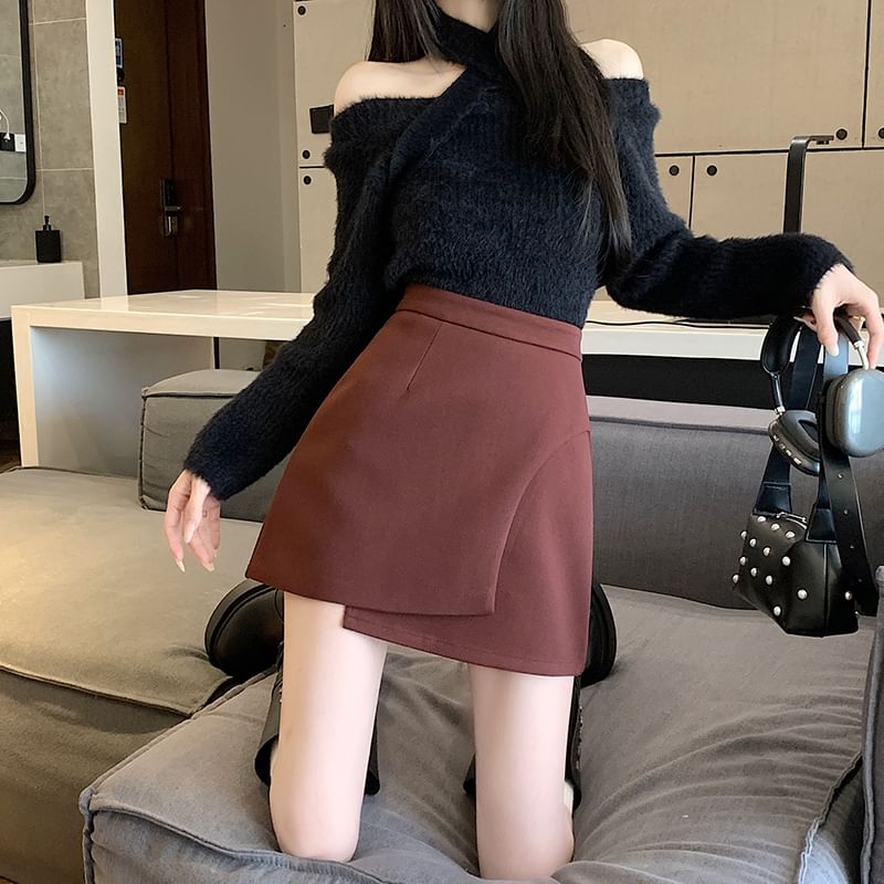 Asymmetric Mini Skirt - High Rise