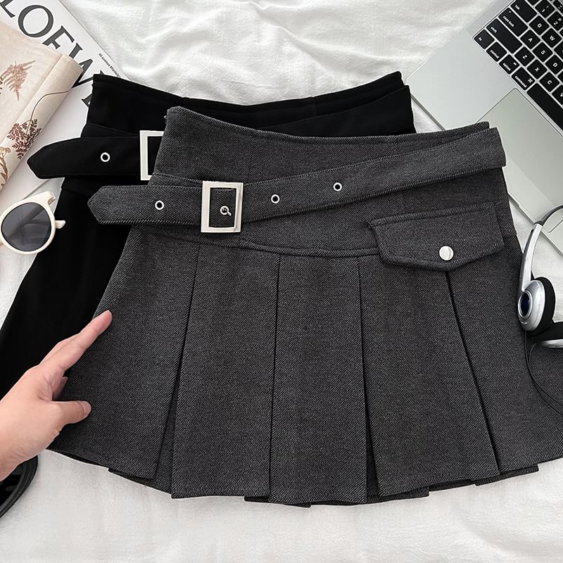 Pleated Mini Skirt - High Rise
