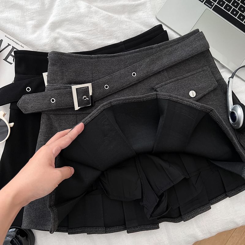 Pleated Mini Skirt - High Rise